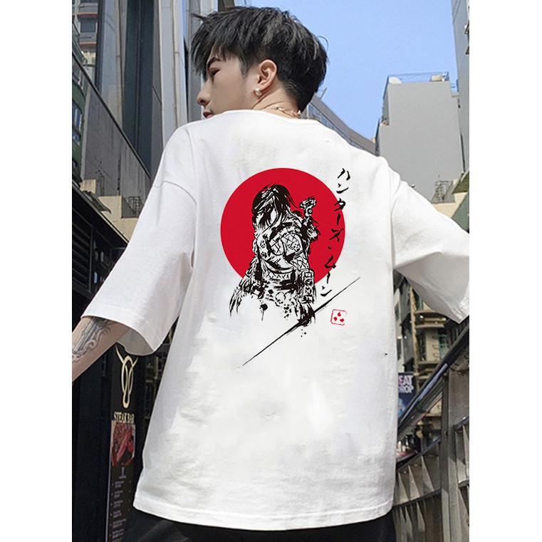 Áo thun tay lỡ nam nữ form rộng họa tiết samurai vải dày mịn 2021T3131