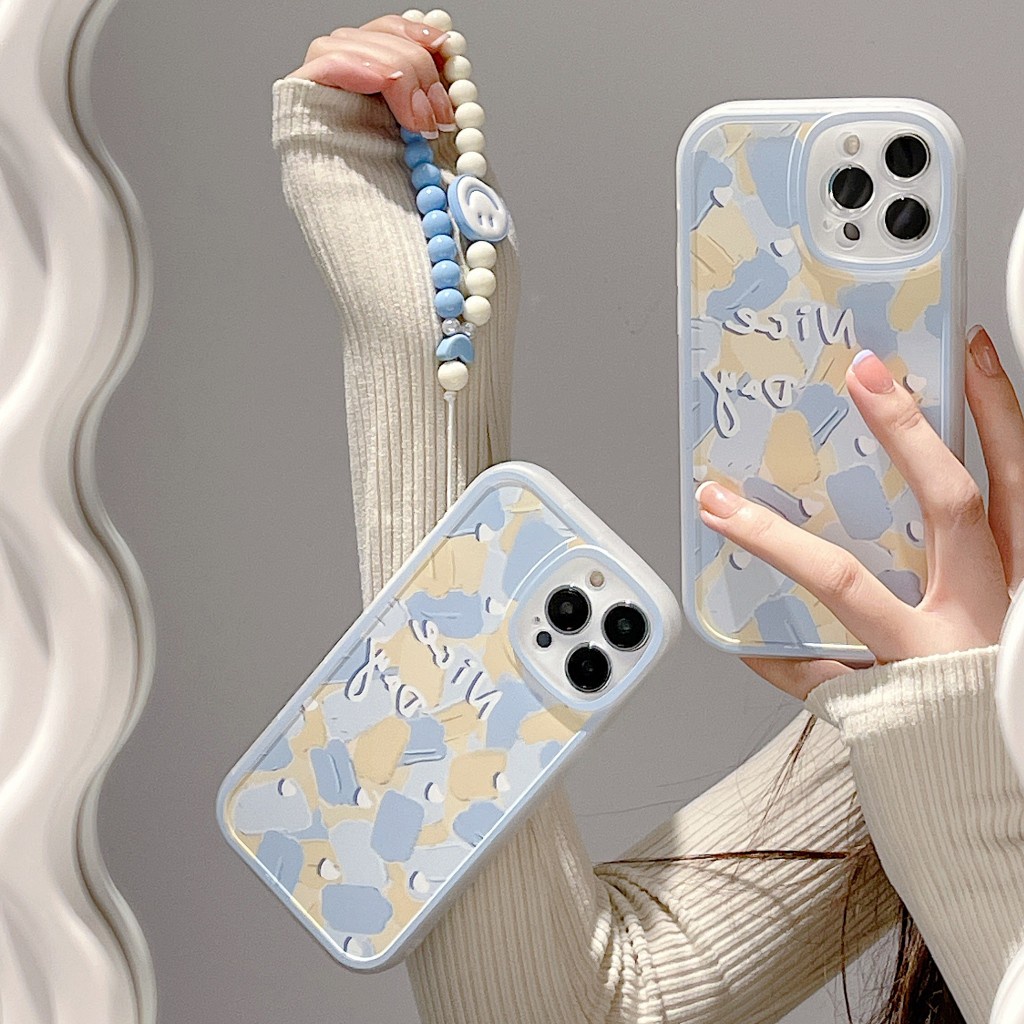 Ốp Điện Thoại TPU Mềm Hình Tranh Sơn Dầu Có Dây Đeo Cho iphone 13 12 11 pro max X XR XS max 8 7 6 6splus