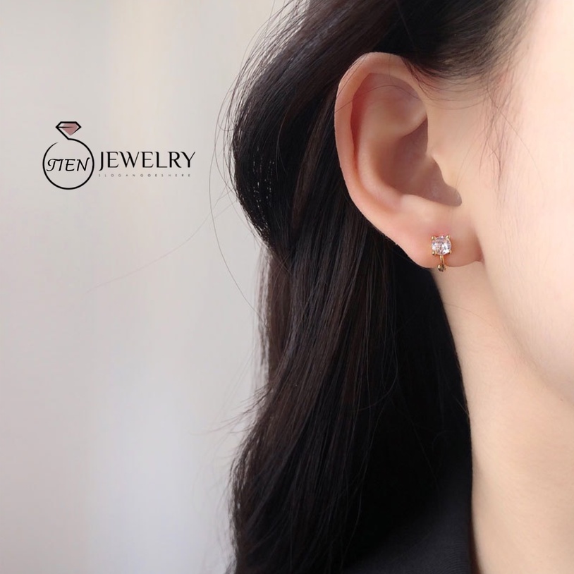 Khuyên tai bạc 925 nữ đính đá sang trọng Hàn Quốc, bông tai bạc nữ phụ kiện thời trang - Tien Jewelry
