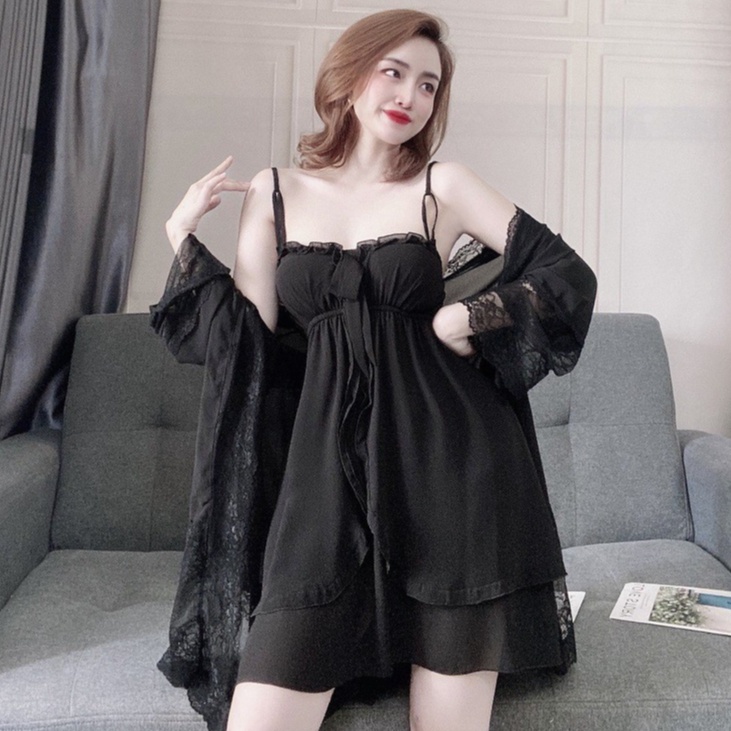 Váy Ngủ Nữ SOJUN Vải Lụa Chiffon size 45 -65kg