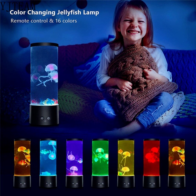 Đèn LED 16 màu Đèn hình sứa Đèn ngủ USB + Pin Sử dụng kép, Điều khiển từ xa LED Thay đổi màu sắc Ánh sáng ban đêm