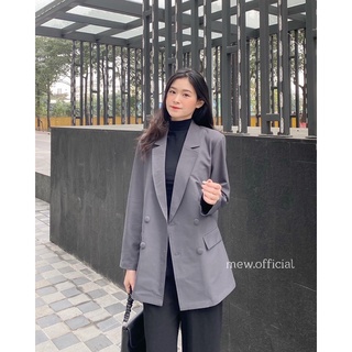 Áo blazer dáng suông rộng màu ghi xám - MEW