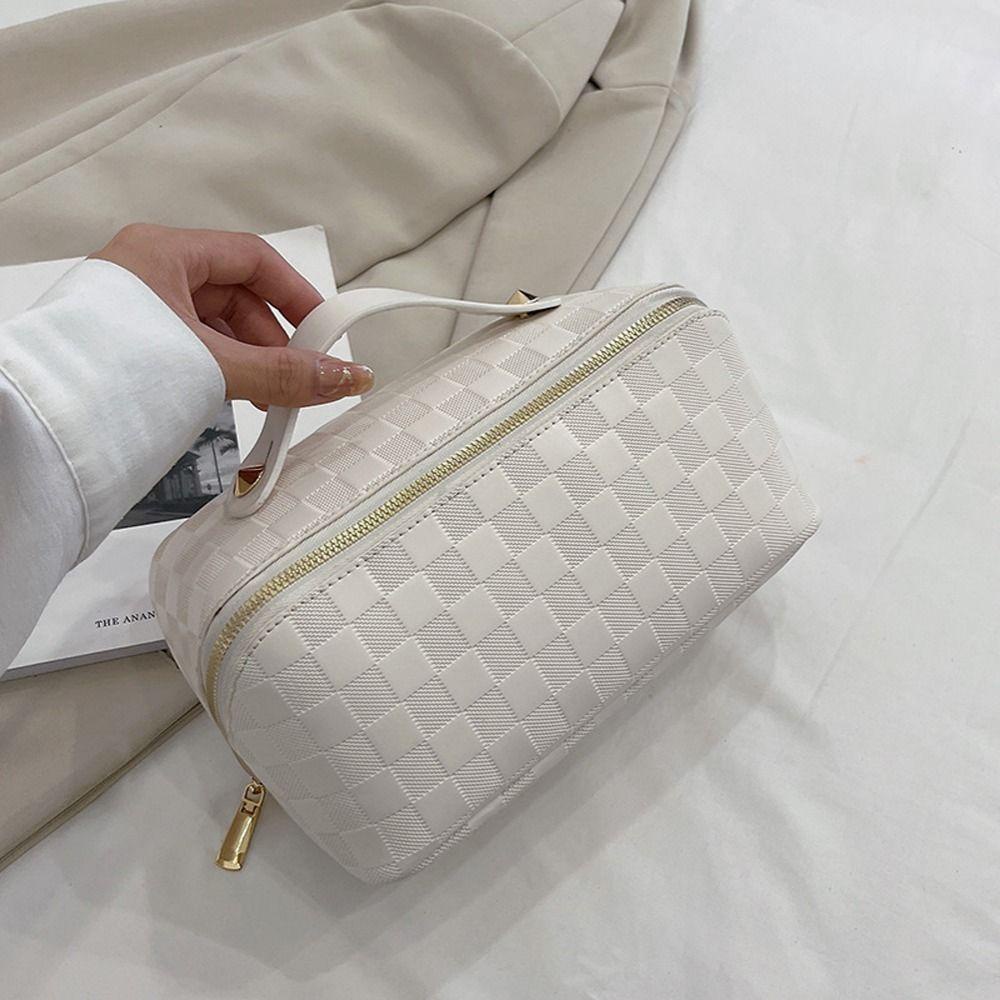 Túi Đựng Đồ Trang Điểm Màu Trơn Họa Tiết Kẻ Sọc Đa Năng Có Khóa Kéo Thời Trang Cho Nữ