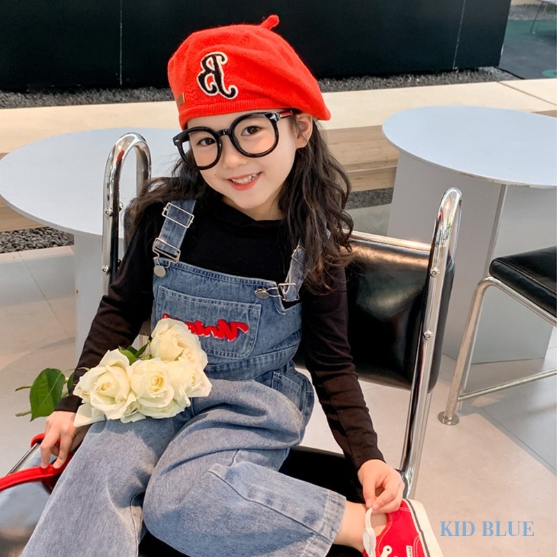Bộ Áo Sơ Mi Denim + Quần Yếm Ống Rộng Thời Trang Mùa Thu Hàn Quốc Dành Cho Nữ