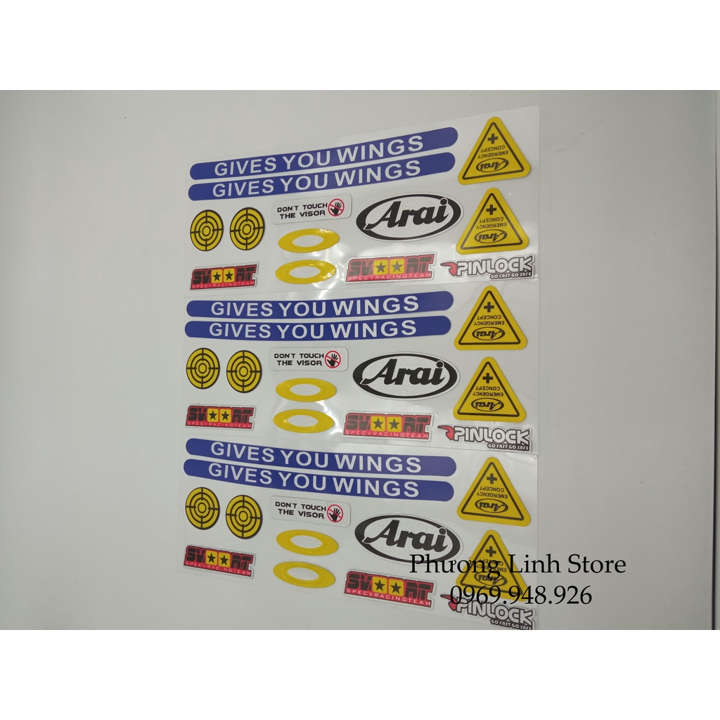 Set 13 Logo Sticker Tem dán, Decal dán xe nhiều loại Give Wing