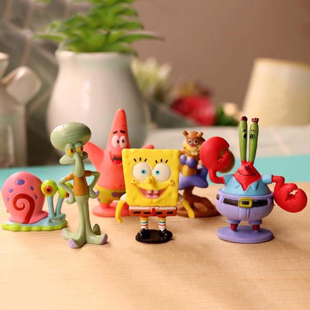 Set 6 Mô Hình Nhân Vật Phim Hoạt Hình Spongebob 3-6cm