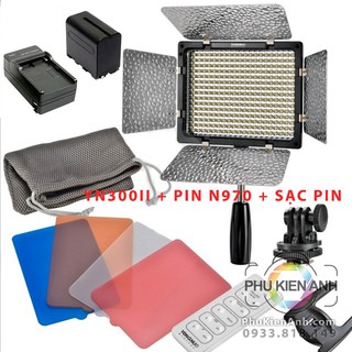 Combo đèn led Yongnuo yn 300 iii (yn 300ii )+ pin NP-F970 + sạc pin (adapter) , hộp tạo pin