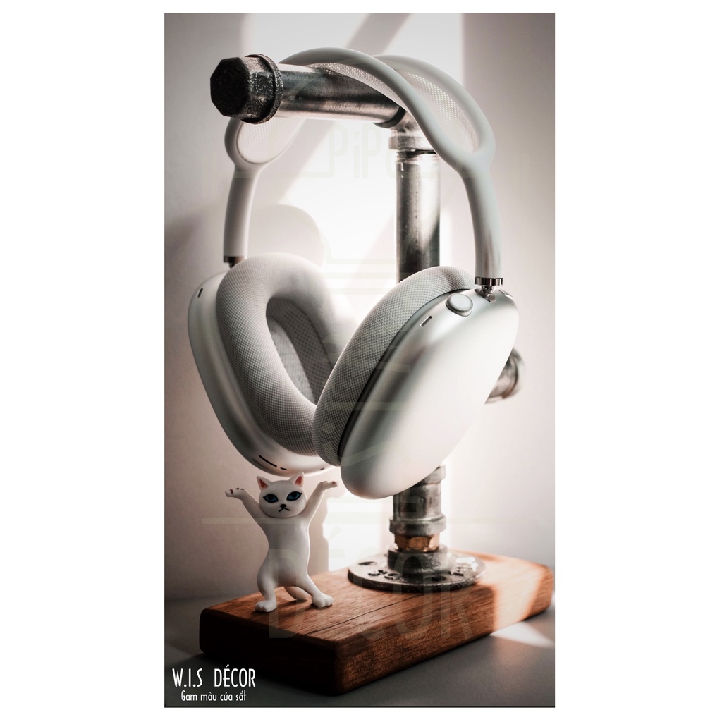 Giá Đỡ Tai Nghe - Kệ Treo Headphone Để Bàn - Headphone Stand - Đế Gỗ Nguyên Khối Tự Nhiên