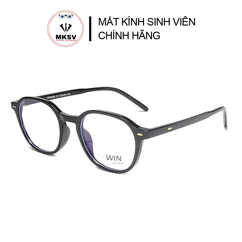 Gọng kính cận nam nữ, kính gọng dẻo MKSV 30028 gọng đa giác bền bĩ phong cách Hàn Quốc chống tia UV
