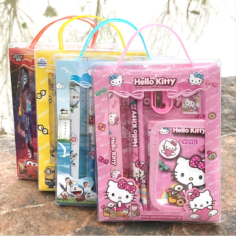 Bộ dụng cụ học tập 6 trong 1 hình hello kitty