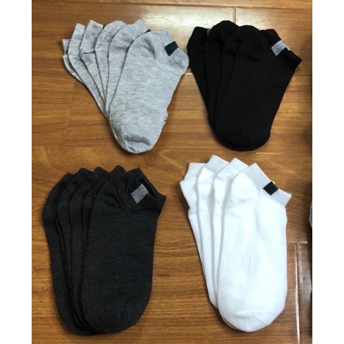 Tất vớ nam nữ cổ ngắn trơn chất cotton thoáng khí chống hôi chân
