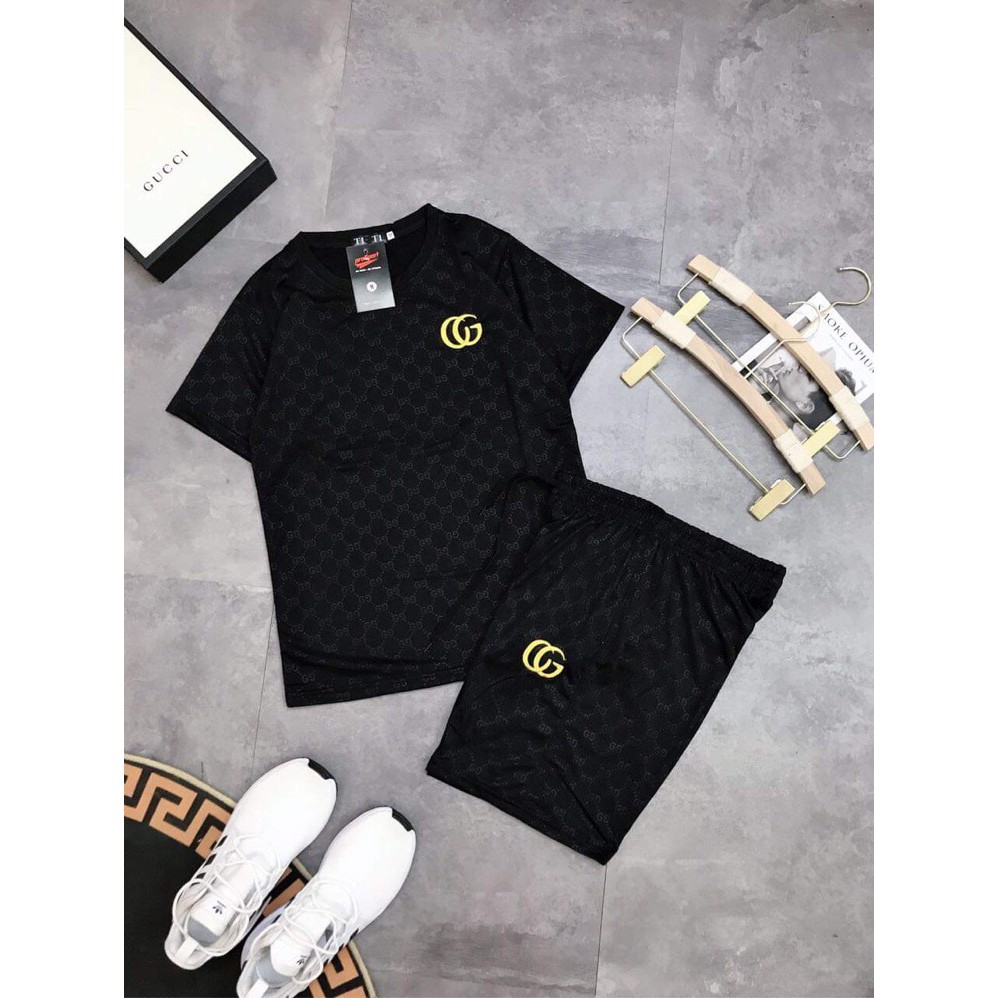 Set áo GC + quần đùi nam, áo cộc tay nam, bộ hè nam chất thông hơi mát lạnh 3 màu đen, trắng, xanh HBTY125 | BigBuy360 - bigbuy360.vn