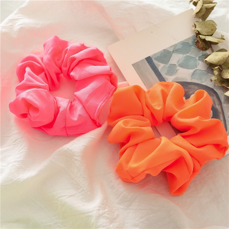 Scrunchies Cột Tóc Vải Huỳnh Quang Độc Đáo A505