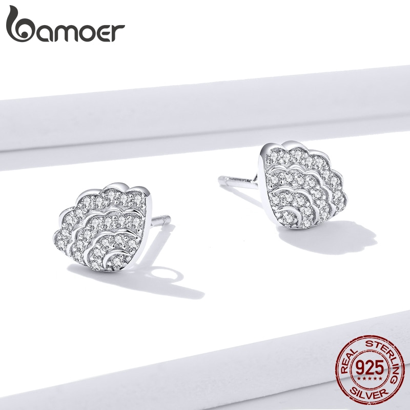 Bông Tai Bamoer Bse342 Bằng Bạc 925 Hình Vỏ Sò