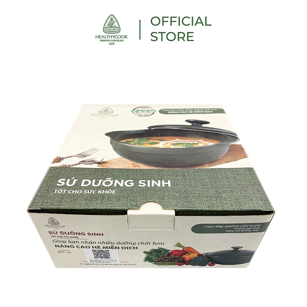 Nồi dưỡng sinh Luna 1.0 L Minh Long + nắp (CK) - Healthy Cook- Xanh Rêu