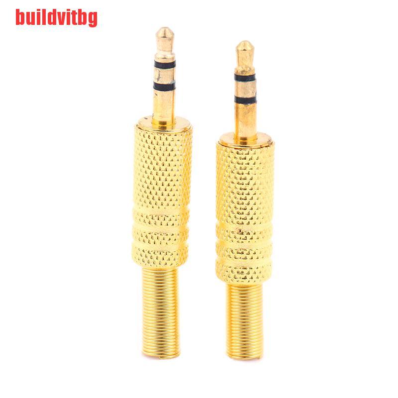 {buildvitbg}2Pcs stereo 3.5mm headphone earphone diy male audio jack plug solder connector GVQ