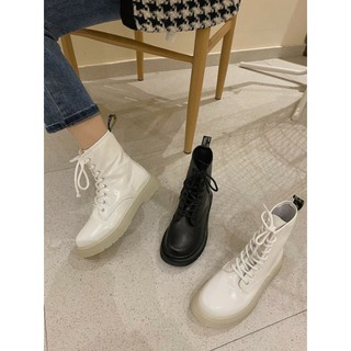 [ORDER TAOBAO] GIÀY BOOT NỮ DA BUỘC DÂY MÀU ĐEN TRẮNG