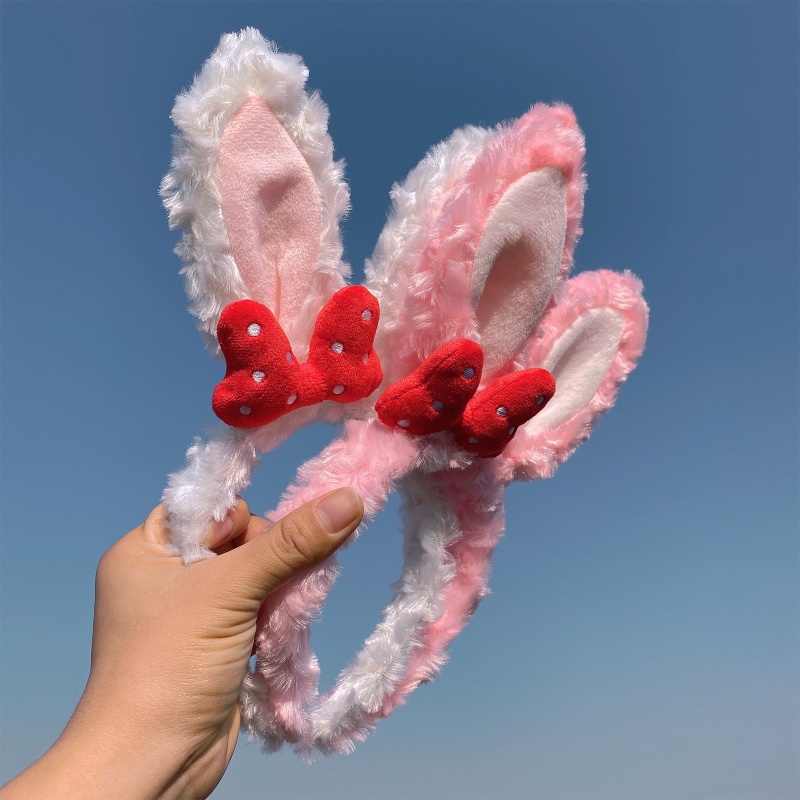 Băng Đô Tai Thỏ Hoạt Hình Thắt Nơ Xinh Xắn Dành Cho Nữ