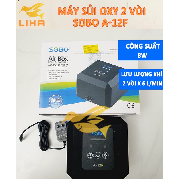 Máy Sủi Oxy Tích Điện 2 Vòi Sobo A-12G  - Máy Sủi Oxy Siêu Êm Tích Điện Cho Bể Cá
