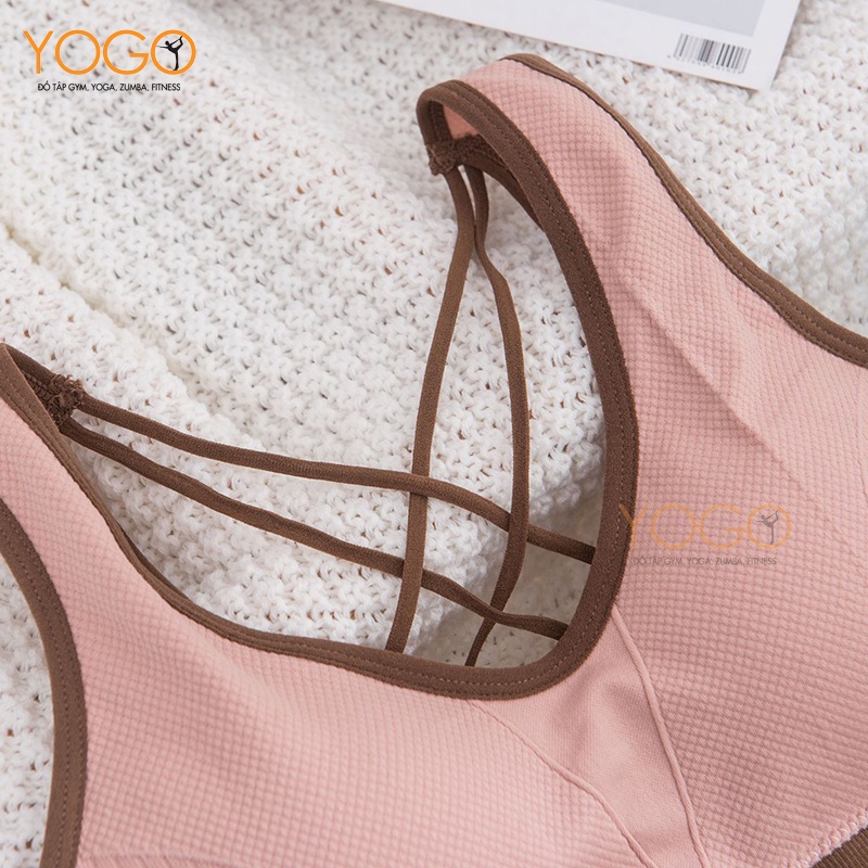 Áo bra tập gym yoga nữ YOGO dây đan chéo lưng ôm body có mút lót đệm ngực co giãn 4 chiều mềm mại G303