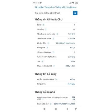 CPU Intel e5 2650L. 8 lõi 16 luồng