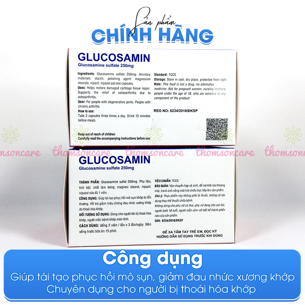 Viên Uống Bổ Khớp Glucosamin giảm đau nhức xương khớp, tái tạo phục hồi mô sụn khớp - Hộp 10 vỉ Đ.Y