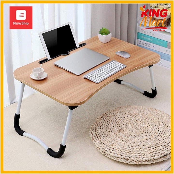 Bàn gấp có khe để ipad vân gỗ HOT