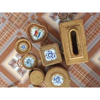 Hộp đựng giấy ăn (mây tre đan cao cấp)