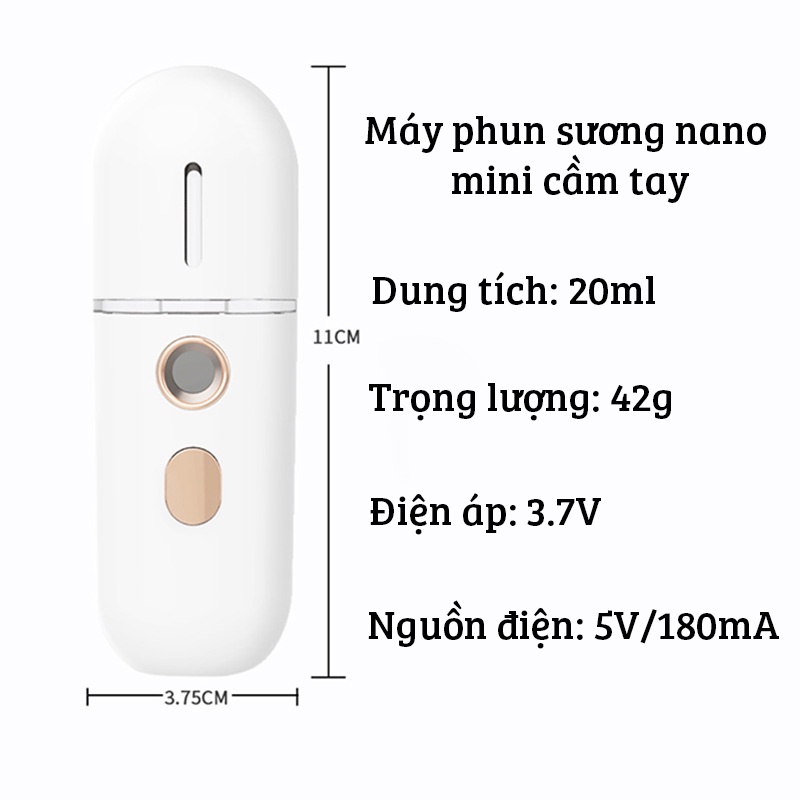 Máy phun sương - Máy xông hơi mặt nano mini giá rẻ Xông tinh dầu cầm tay Cấp nước tối đa Hỗ trợ dưỡng da chống lão hóa