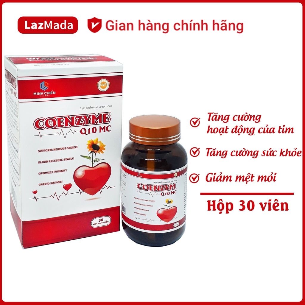 Viên uống bổ tim Coenzyme Q10 điều hòa huyết áp Coenzyme Q10 (Hộp 30 viên) thành phần thảo dược hiệu an toàn hiệu quả