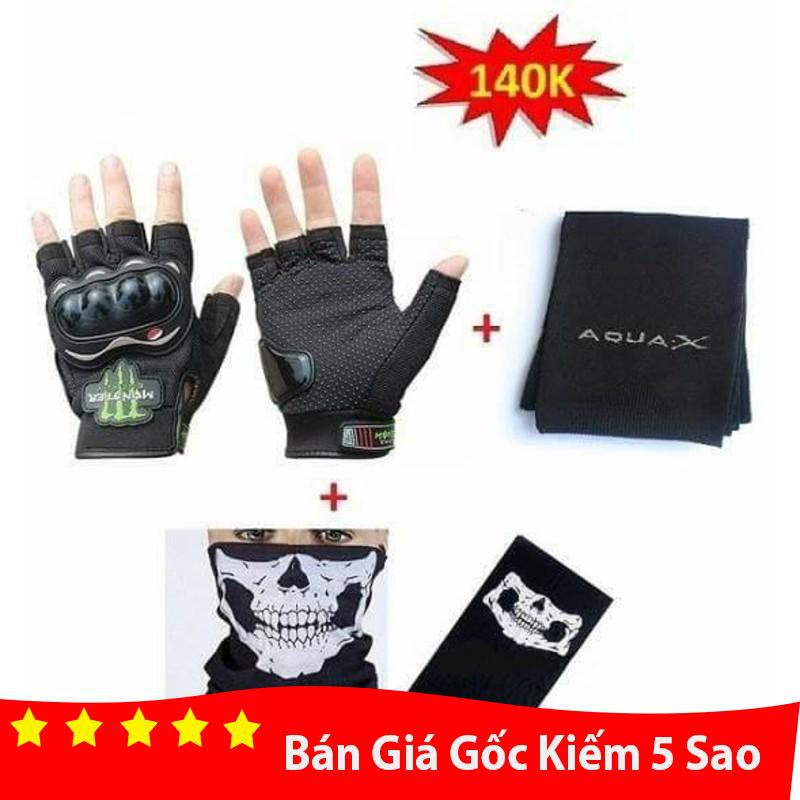 [TRỢ GIÁ]Combo đồ phượt gang tay monter+ gang tay+ ống tay chống nắng