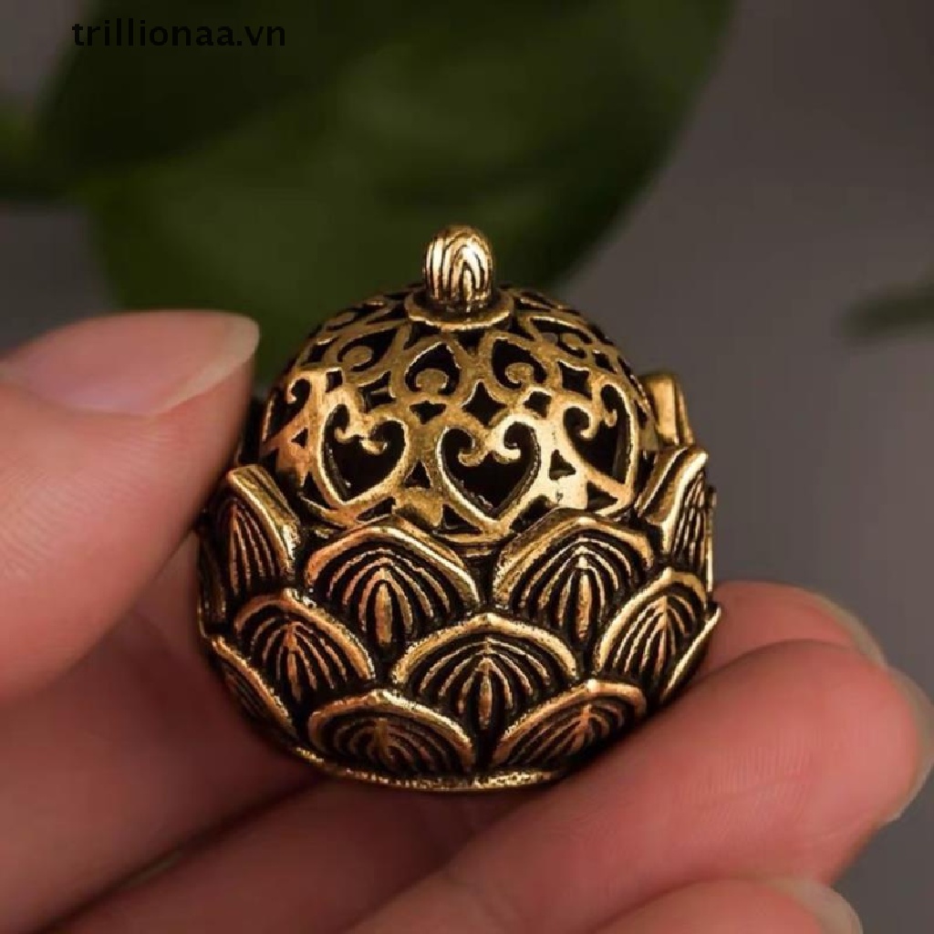 Đế Đốt Trầm Hương Bằng Đồng Thau Hình Hoa Sen Nhỏ Bỏ Túi Phong Cách Retro