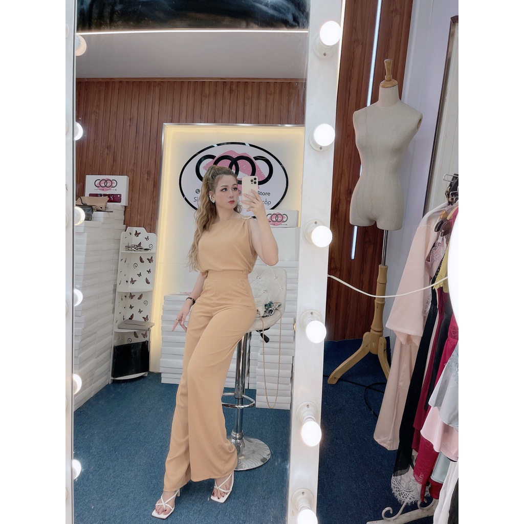 Bộ Quần Áo Nguyên Set Khoen Vai Ống Suông Màu Vàng Đen Xanh Nude Hàng Hiệu Form Dáng Chuẩn Thoải Mái Sành Điệu | BigBuy360 - bigbuy360.vn