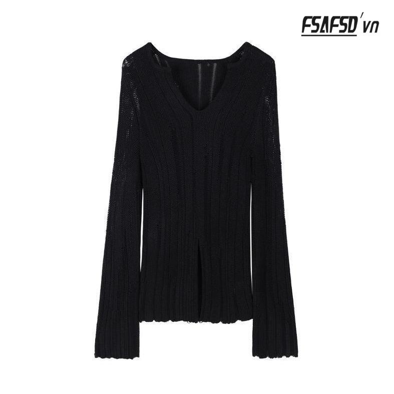 ♛Áo Sweater Dệt Kim Tay Dài Cổ Chữ v Thời Trang 2022 Cho Nữ