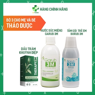 [BỘ 3 THẢO DƯỢC CHO MẸ VÀ BÉ] Dầu Tràm Khuynh Diệp THERAPY + Tắm Gội Thảo Dược Trẻ Em BORUB 3M + Nước Súc Miệng GARUB 3M