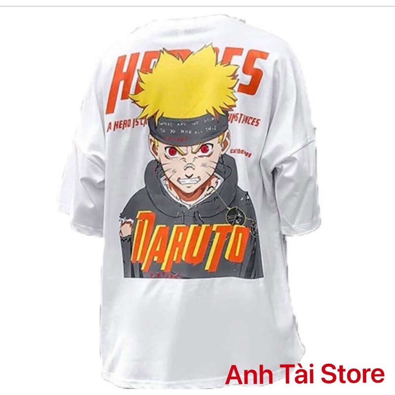 Áo thun tay lỡ phông Unisex nam nữ chất Premium Cotton oversize đến 70kg form rộng co dãn 4 chiều NARUTO. AH 221 | BigBuy360 - bigbuy360.vn