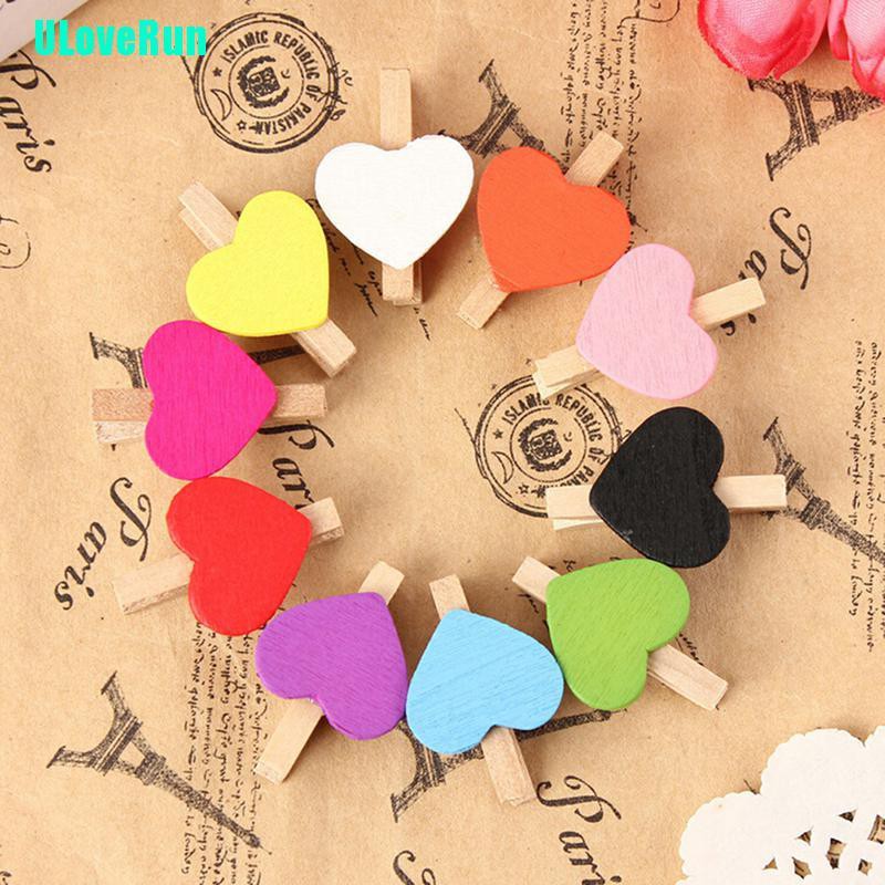 Bộ 10 Kẹp Gỗ Treo Ảnh Hình Trái Tim Mini Trang Trí Tiệc Cưới