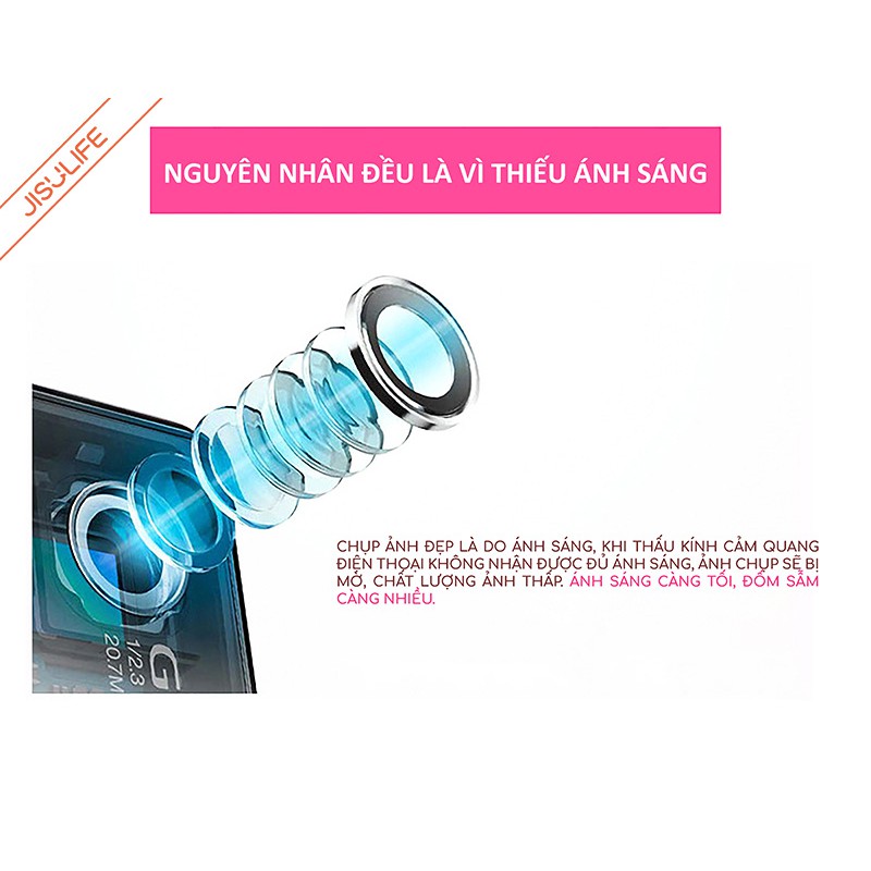 Đèn Led Selfie chính hãng JisuLife,thiết kế bắt mắt, hỗ trợ ánh sáng trong mọi điều kiện, giúp việc chụp ảnh dễ dàng