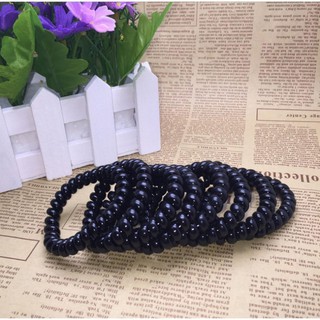 Bán sỉ 10 Dây Buộc Tóc lò so đen Phong Cách Hàn Quốc Kiểu Dây Điện Thoại