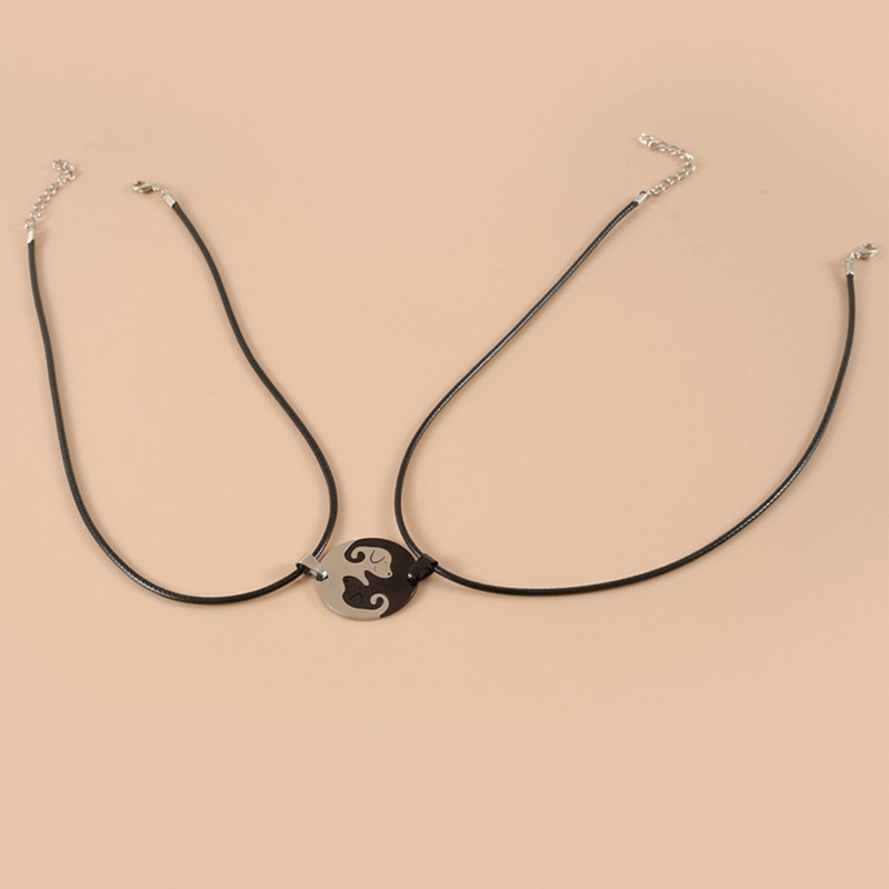 Bộ 2 Vòng cổ Mặt Tròn Bằng Thép Không Gỉ In Hình Chú Chó Âm Dương Cho Cặp Đôi Bạn Thân