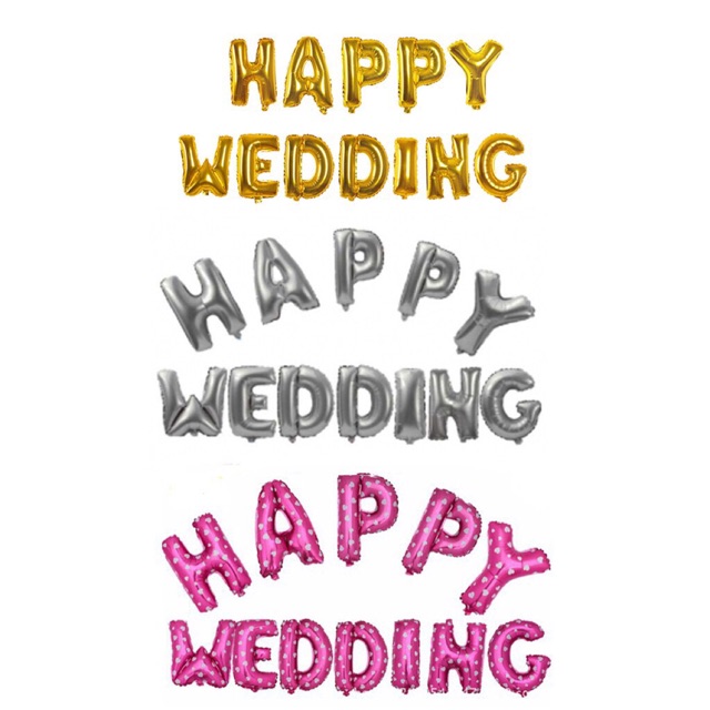 Bóng Chữ Happy Wedding Trang Trí Tiệc Cưới