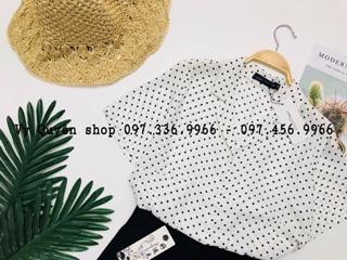 Sơ Mi Chấm Bi Cổ Vest Chất Voan Lụa Siêu Nhẹ