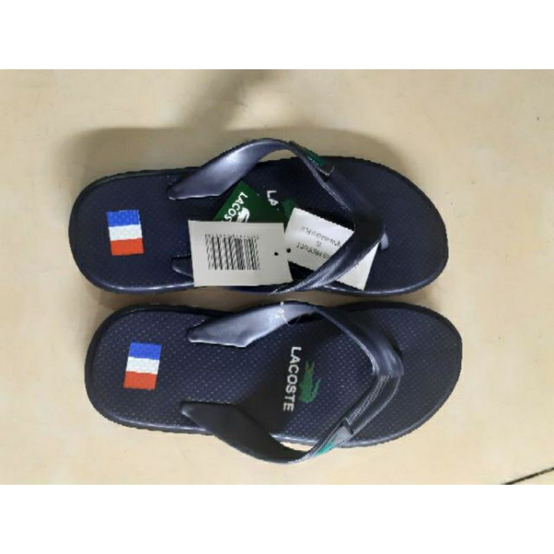 Tông nam#Dép kẹp nam Lacoste 2 màu đen - tím than