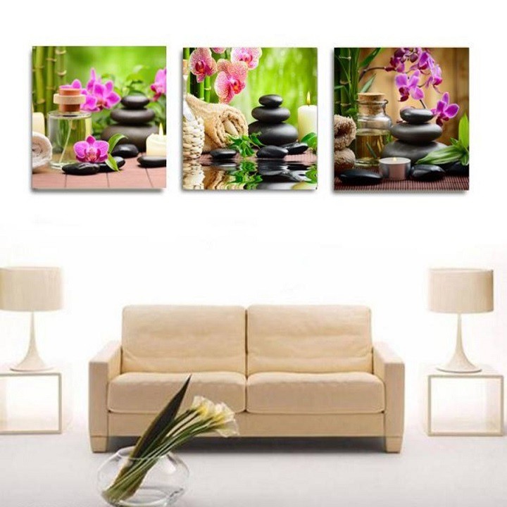 Bộ 3 Tranh Spa Canvas giá xưởng - Tặng kèm đinh đa năng không cần khoan tường