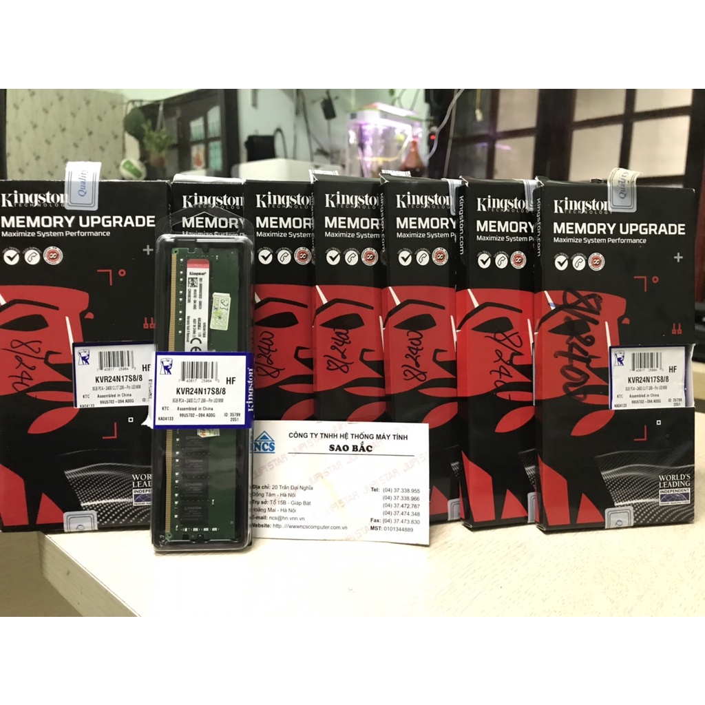 Ram Kingston 8GB DDR4 2400MHz- Hàng chính hãng Vĩnh Xuân- Bảo hành 36 tháng