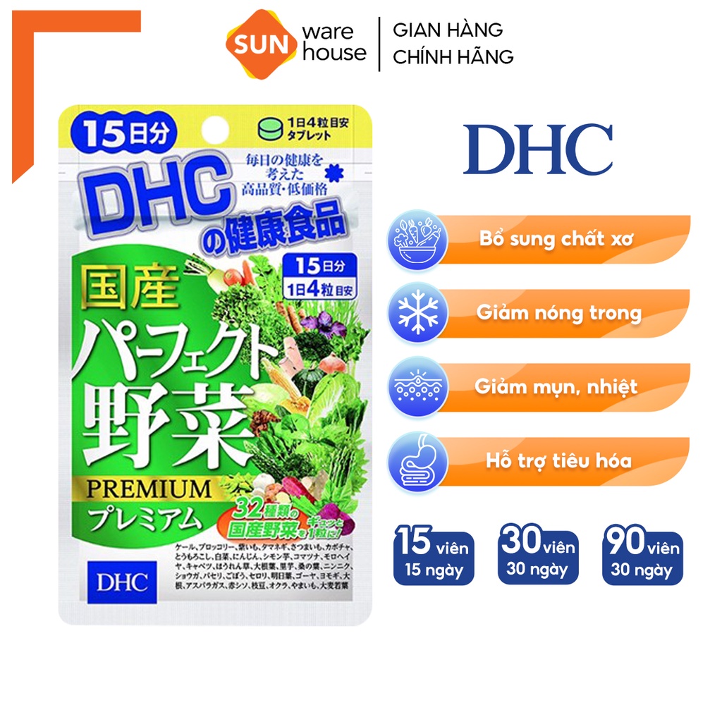 Viên Uống Rau Củ DHC Perfect Vegetable - Premium Giúp Tiêu Hoá Tốt