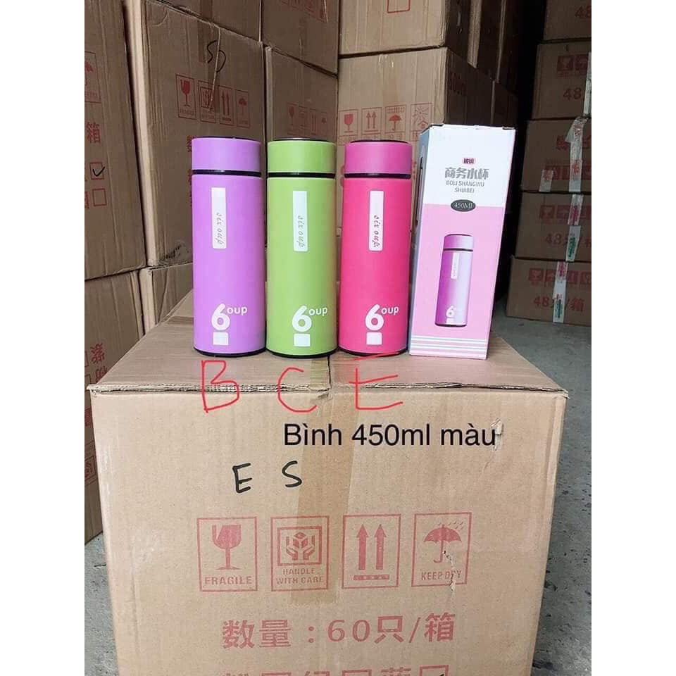 Bình Giữ Nhiệt 6OUP Bình Giữ Nhiệt Thủy Tinh 450ml Đa Năng Tiện Dụng Màu Ngẫu Nhiên