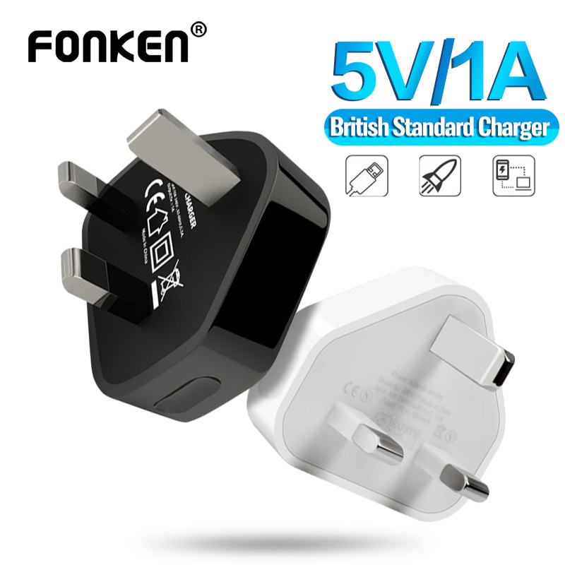 Củ sạc nhanh FONKEN thông minh 5V 1A cổng USB ba chân dành cho máy tính bảng PC