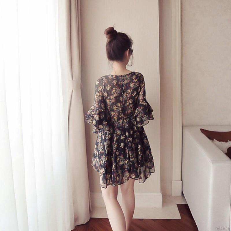 Đầm voan in hoa thanh lịch dành cho nữ