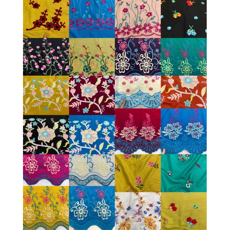 1m và 1,5m Vải linen thêu, vải đũi thêu mềm mát co giãn may không cần lót hàng đẹp